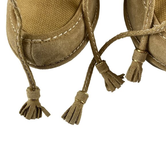 Report Women  9 Anika Preppy Boho Chic Classic Tan Suede Lace-Up Wedge Boots NWB - Picture 10 of 16